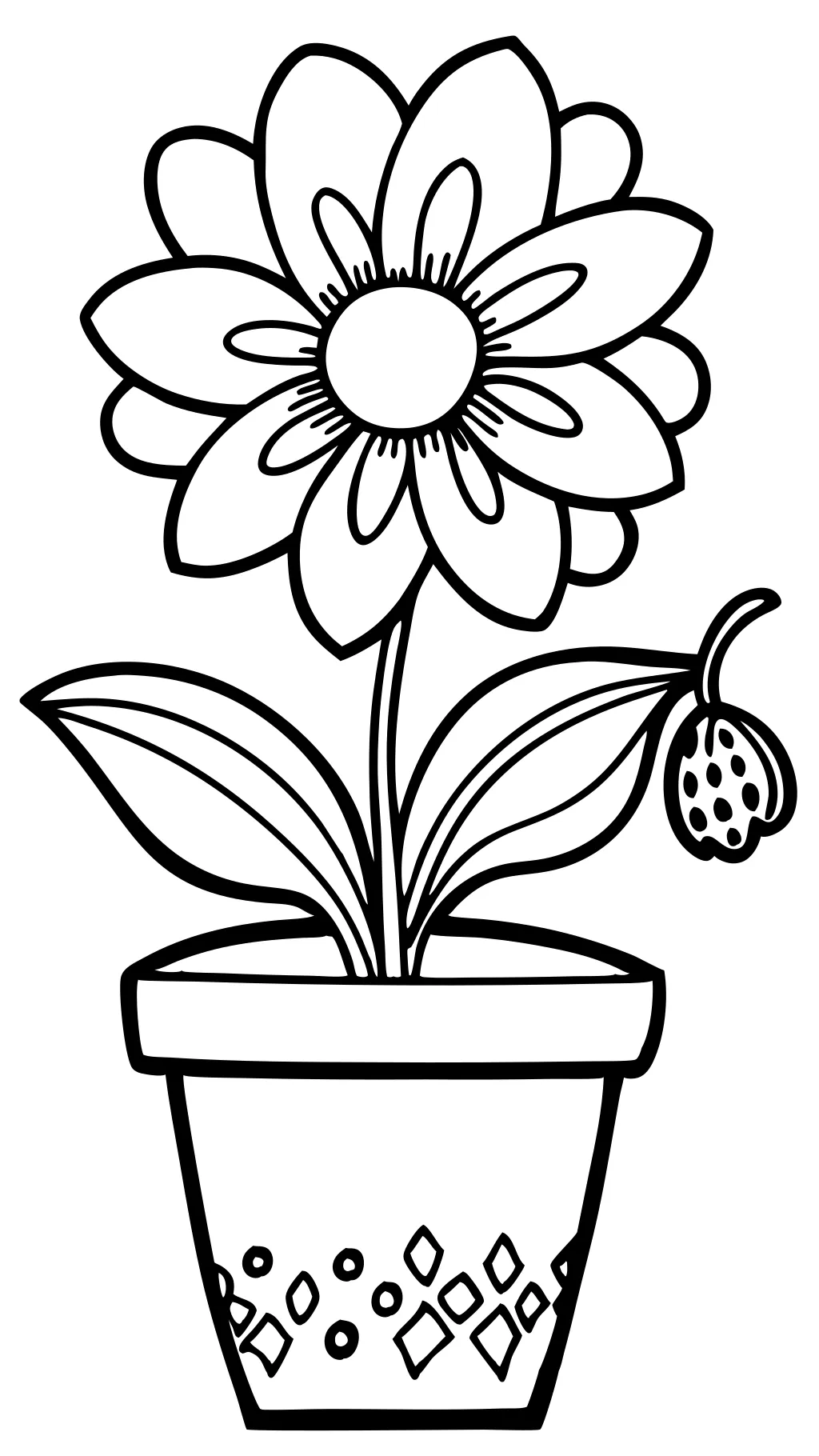 flower in pot coloring page